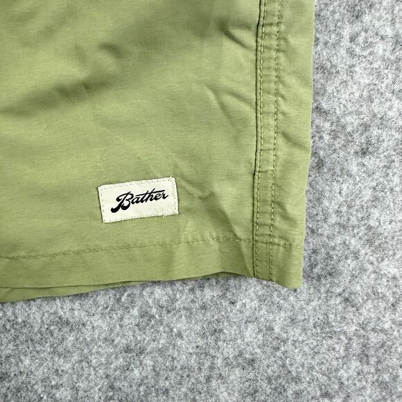 Bather Swim Trunks Shorts Mens Large Green Mesh Lined Beach Vacation Pockets - Picture 3 of 14